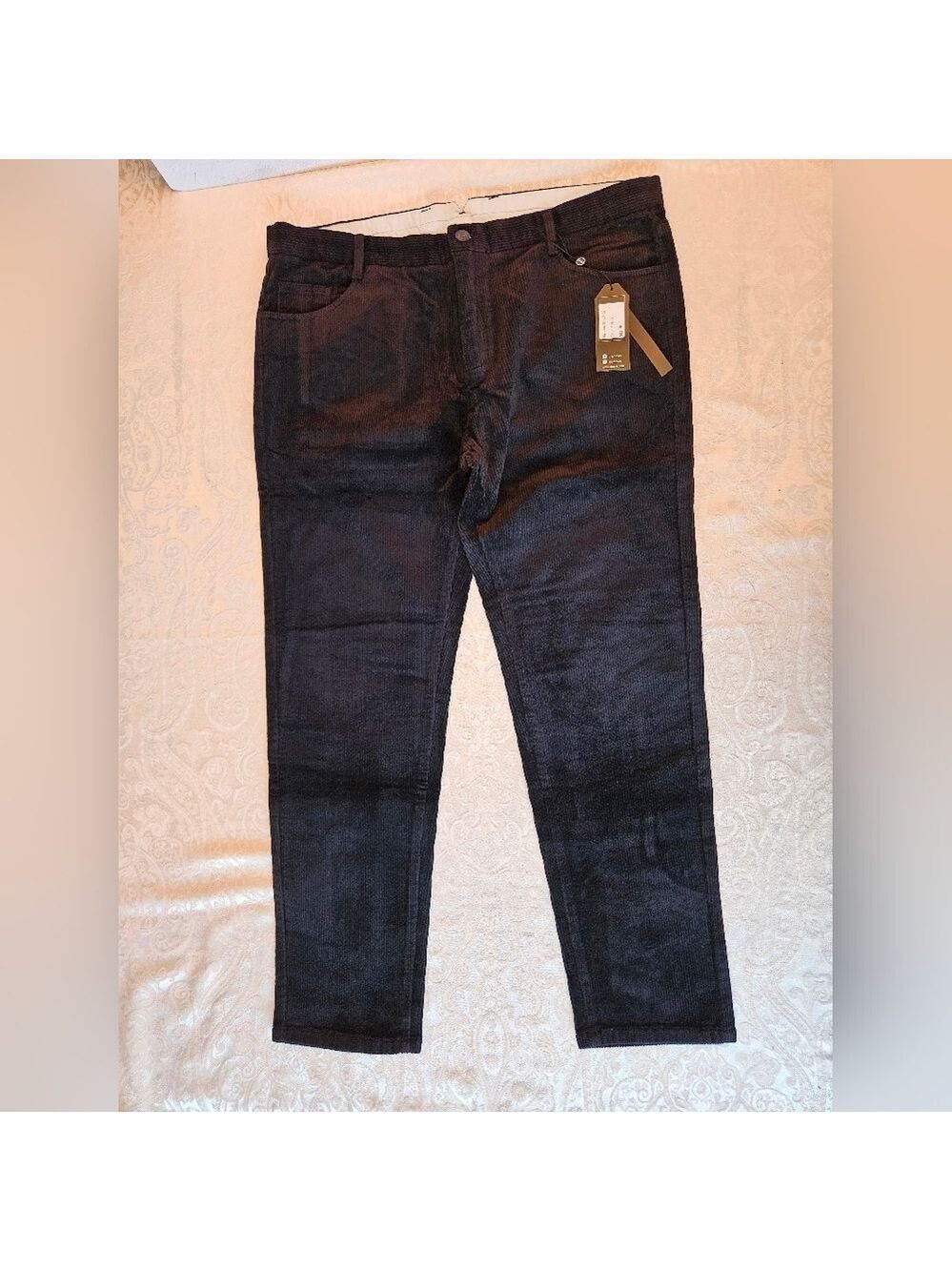 Men's Classic Cotton Black Corduroy Chino Pants, Size 40, Snover, NWT